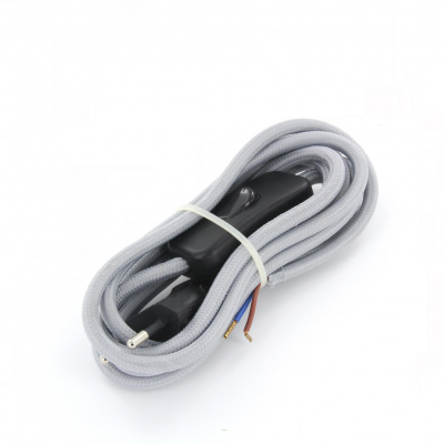 Cabo Textil com Interruptor 1,5M 2x0.75 Cinza
