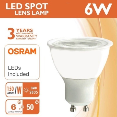 LED Lâmpada GU10 6W 38º OSRAM Chip