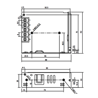 Fonte alimentação 12VDC 3A 35W