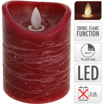 LED Vela Cera Natural Ø75x150mm Cor Vermelho