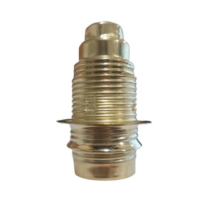 Soquete metálico prateado com rosca e base circular