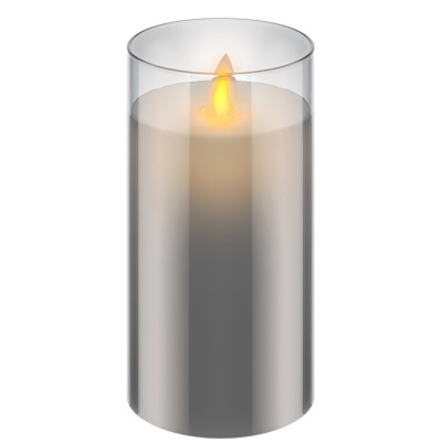 LED Vela Cera Natural c/Copo Vidro 75x150mm