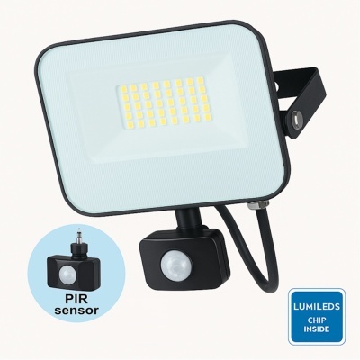 LED Projetor c/Sensor PIR 30W 4000K IP65