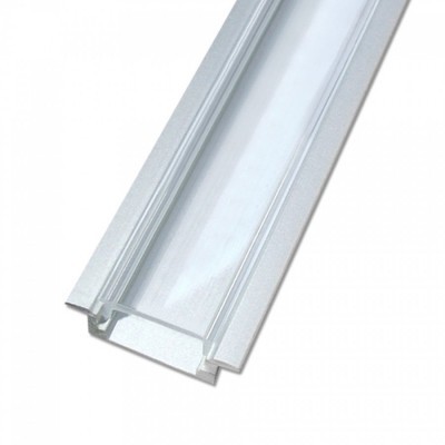 Perfil de alumínio prateado com canal transparente