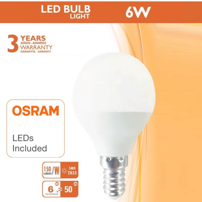 LED lâmpada E14 G45 6W OSRAM CHIP