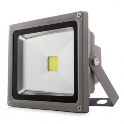 Refletor LED quadrado cinzento com vidro transparente e suporte ajustável