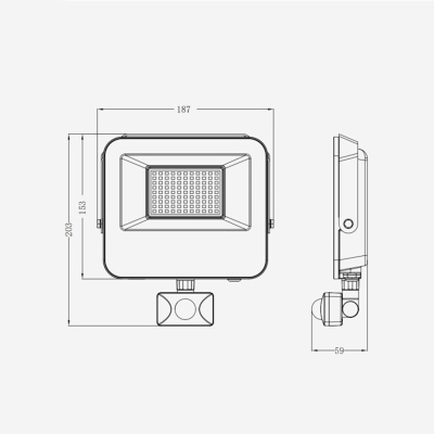 LED Projetor c/Sensor PIR 50W 4000K IP65