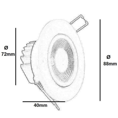 LED Projetor Encastrável 6W 90°