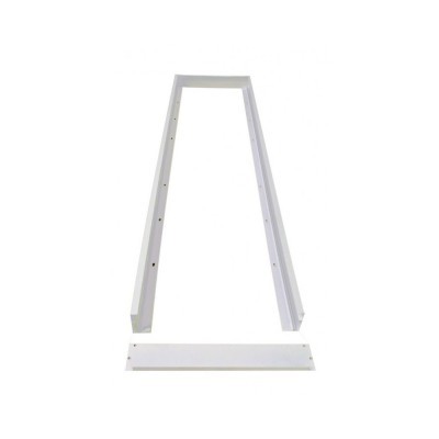 Estrutura metálica branca com peças separadas sobre fundo branco