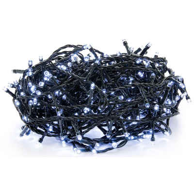 Luzes de natal com lâmpadas LED brancas e fios pretos