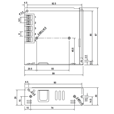 Fonte alimentação 12VDC 6A 75W