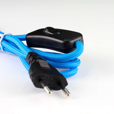 Cabo Textil com Interruptor 1,5M 2x0.75 Azul
