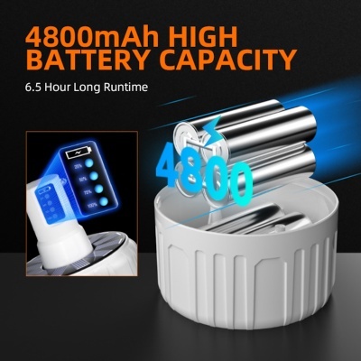 Bateria recarregável 4800mAh com visor digital e grafismo de capacidade.