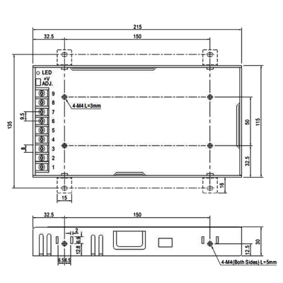 Fonte alimentação 12VDC 17A 200W