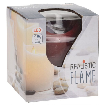 LED Vela Cera Natural Ø75x150mm Cor Vermelho