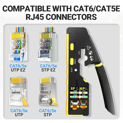 Alicate de crimpagem e conectores RJ45 para CAT6/CAT5E