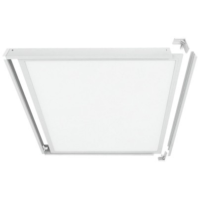 Painel LED quadrado branco com moldura branca e cantos arredondados para iluminação de teto