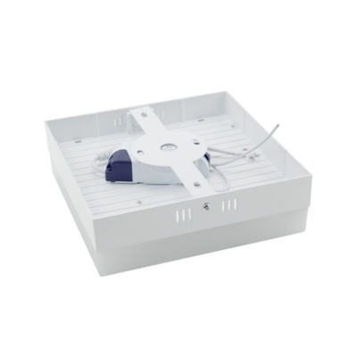 Luminária quadrada embutida branca com suporte interno e fios