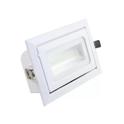 Projetor LED embutido quadrado branco com lente transparente