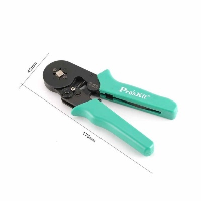 Alicate crimpador Pro'sKit com alças verde água e parte metálica preta