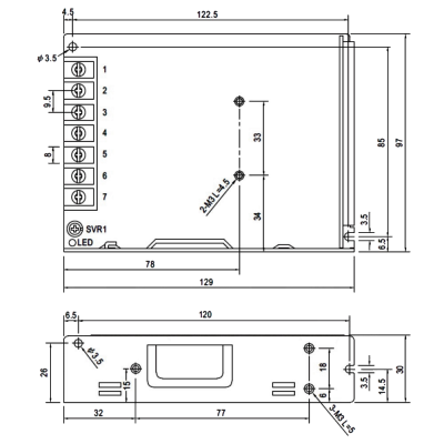Fonte alimentação 12VDC 8.5A 100W