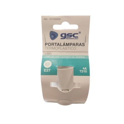 Suporte de lâmpada termoplástico branco embalagem gsc evolution E27 4A T210