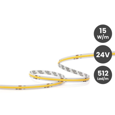 LED COB Fita 24VDC 15W 512 LEDs 5 Metros