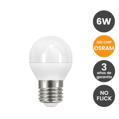 LED Lâmpada E27 G45 6W OSRAM CHIP