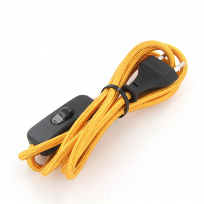 cabo elétrico amarelo com interruptor preto e ficha europeia