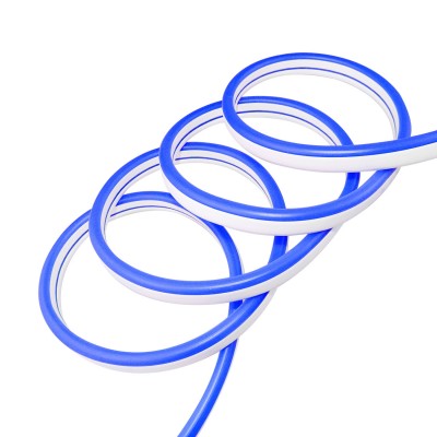 Cabo de iluminação de néon flexível LED azul e branco enrolado em espiral