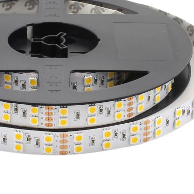 Rolo de fita de luzes LED flexíveis com pequenos LEDs amarelos