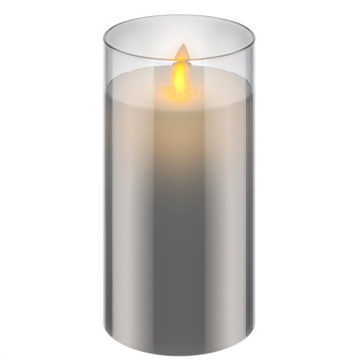 LED Vela Cera Natural c/Copo Vidro 75x150mm