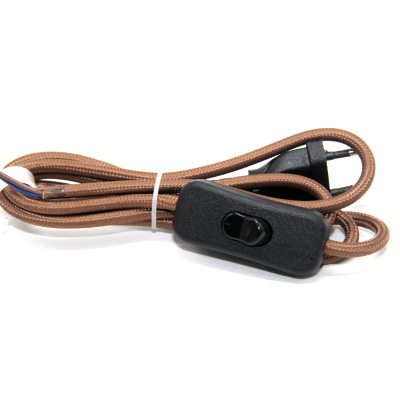 Cabo Textil com Interruptor 1,5M 2x0.75 Castanho