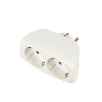Adaptador elétrico branco com duas tomadas de tipo europeu