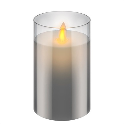 LED Vela Cera Natural c/Copo Vidro 75x125mm