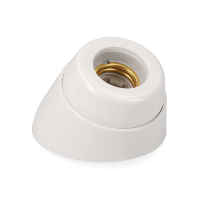 Base de lâmpada cónica branca com contacto metálico dourado