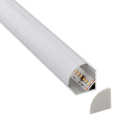 Perfil alumínio 45º com difusor (2 metros)