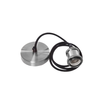 Suspensão de teto metálica com cabo preto para lâmpada