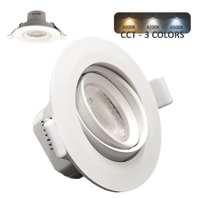 Candeeiro embutido branco com ajuste de luz e três temperaturas de cor