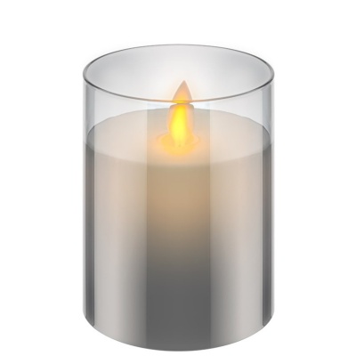 LED Vela Cera Natural c/Copo Vidro 75x100mm