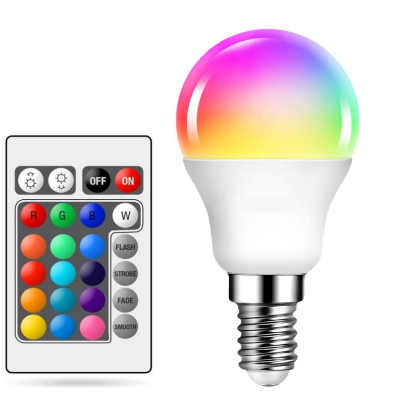 LED lâmpada E14 G45 4.5W RGBW c/comando