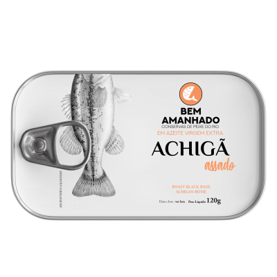 Lata de conserva de peixe Achigã assado em azeite virgem extra