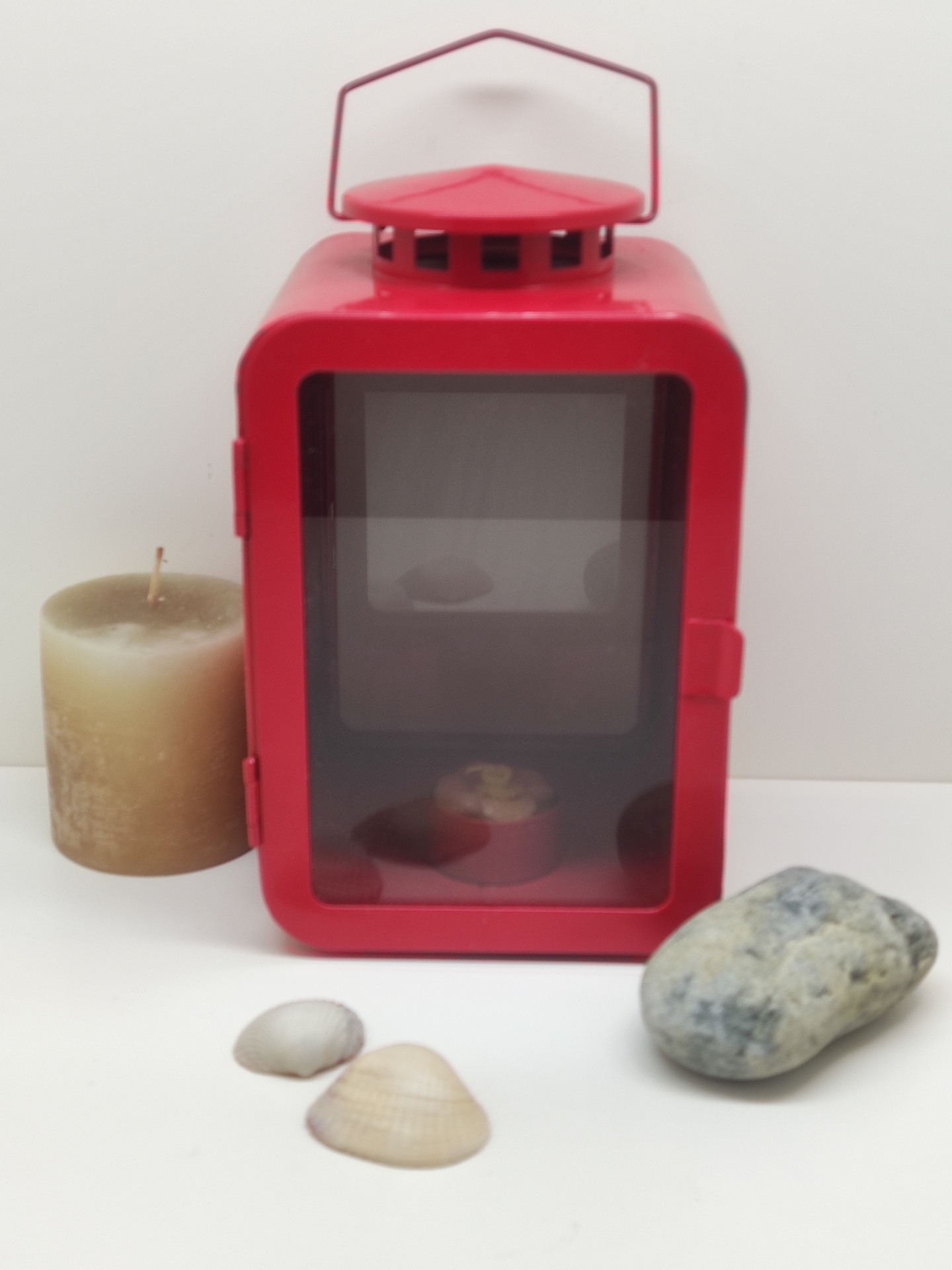 Lanterna Vermelha em Metal c/Acrílico