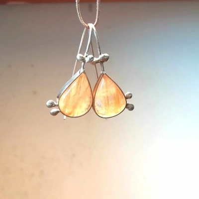 Brincos Quartzo rutilado gota 2Pontos