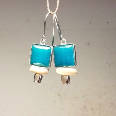 Brincos Ágatas Turquesa