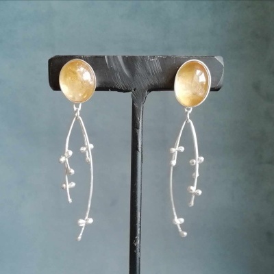 Brincos  Citrino c/Bagas longas