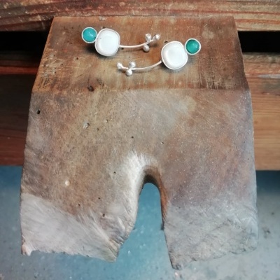 Brincos Madrepérola/Turquesa
