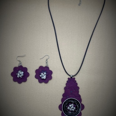 Conj. colar e Brincos em Cortiça