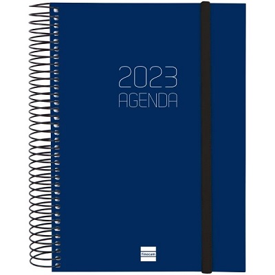 Agenda A5 Diaria Azul Espiral Finocam c/ Elastico