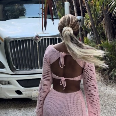 Conjunto Crochê Rosa